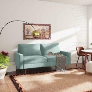 SILKIR 3-Person Couch for Living Room | Perfect for: Apartment/Studio/Office & Small Space | Velvet Fabric | Fast and Easy Assembly Modern Contemporary Mid-Century, 70 Inch Sofa, Aqua Turquoise