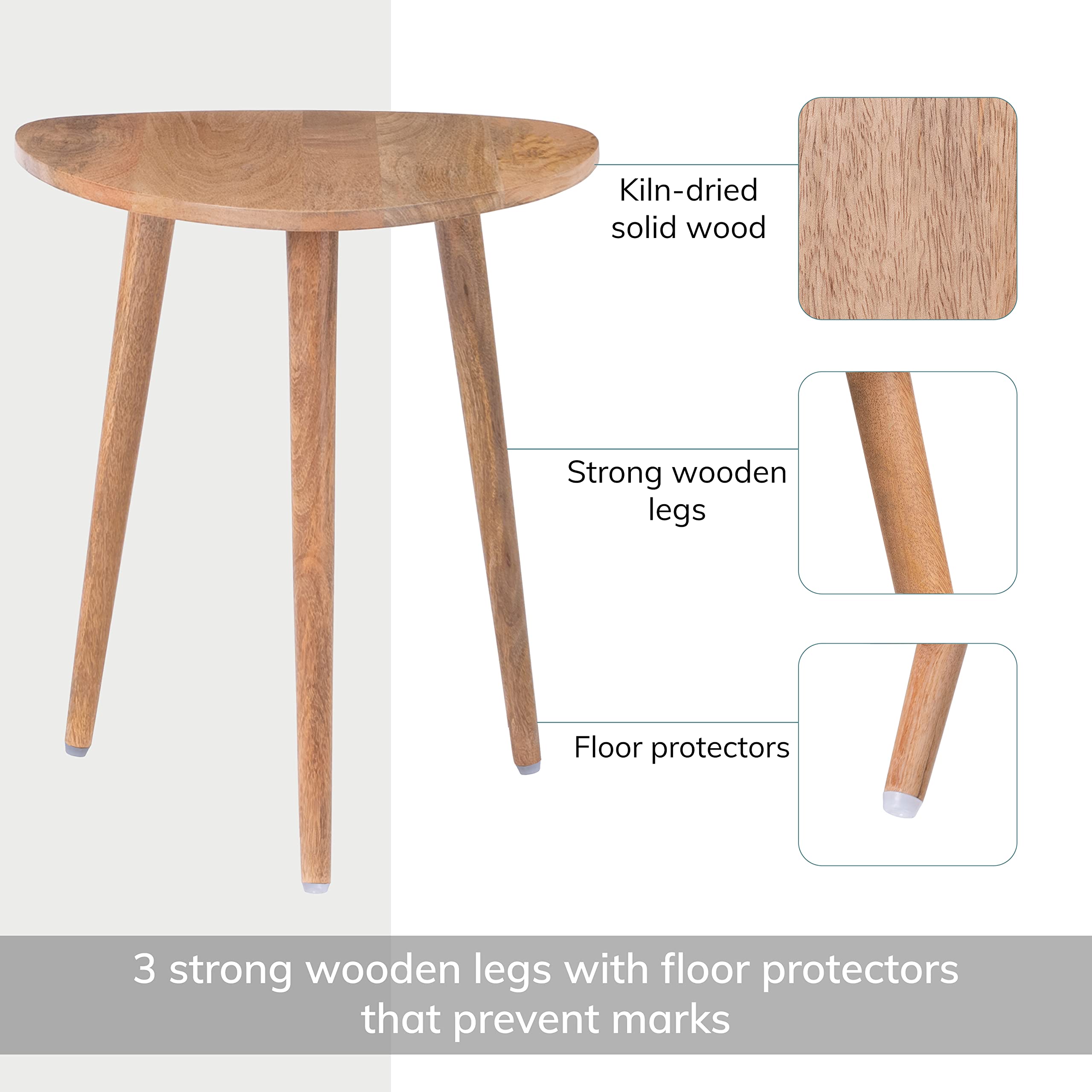 MH London Bond Wooden Triangle End Table - Exclusively Designed Modern Small Side Table. Hand Crafted - Wooden Side Table - Contemporary Design for Small End Tables for Bedroom and Living Room