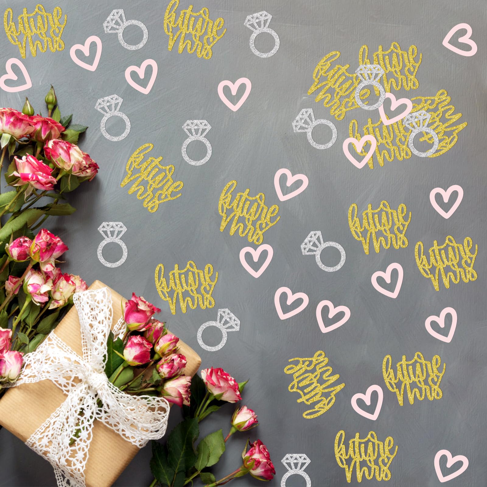 Future Mrs Confetti, Bridal Shower Confetti, Diamond Ring, Heart Confetti, Centerpiece, Bachelorette, Engagement Party, Bridal Shower, Wedding Shower Decorations, 300 Pcs