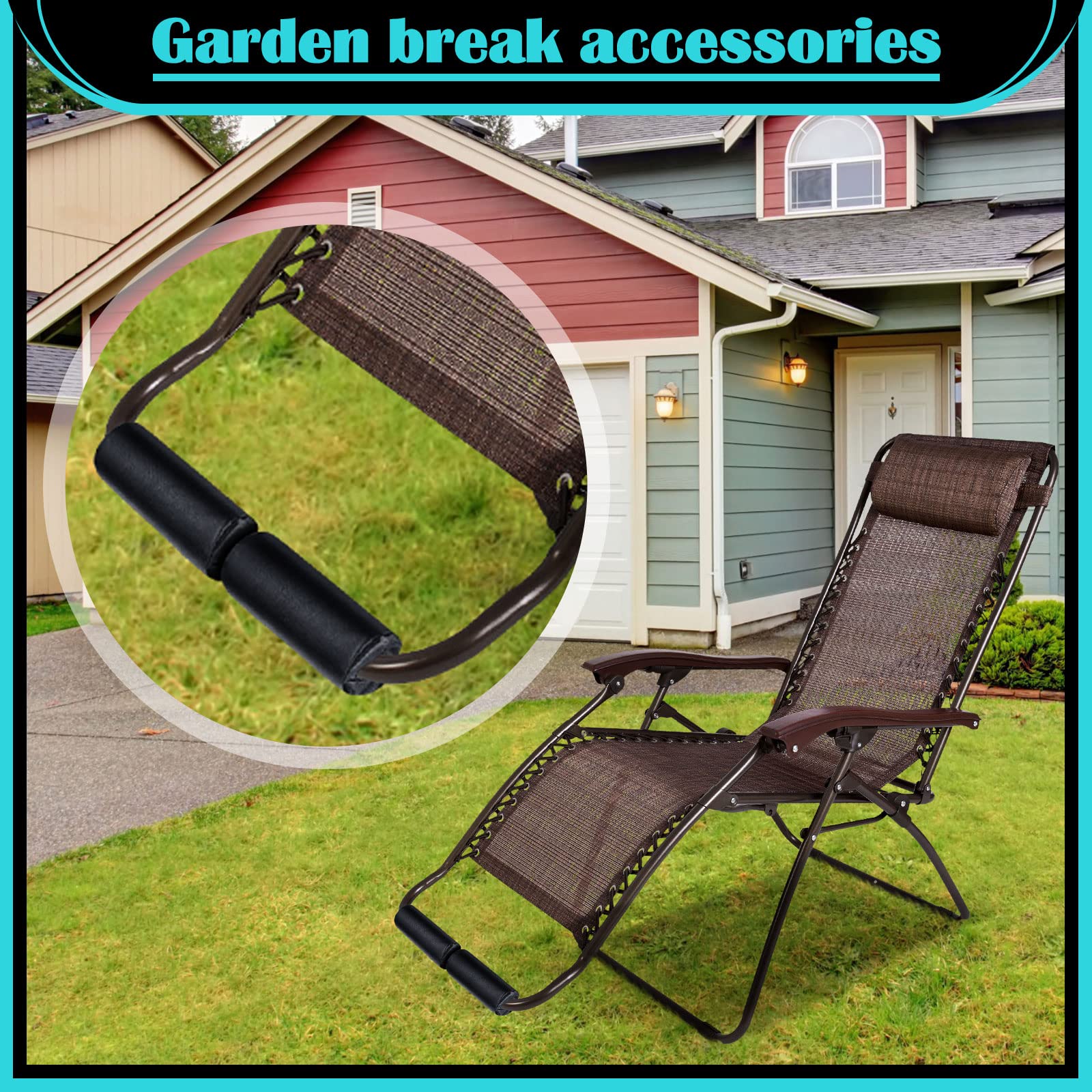 Qunclay 4 Pcs Zero Gravity Chair Cushion for Foot Rest Lounge Chair Folding Antigravity Recliners Footrest Black Cushion for Outdoor Lawn Patio Camping Chairs Folding Loungers Anti Gravity Recliners