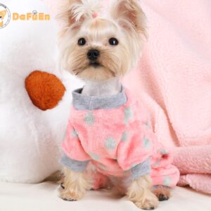 Dog Pajamas for Small Dogs Girl Boy Winter Onesies Pjs Cold Weather Puppy 4 Legged Sweater Clothes for Chihuahua Yorkie Teacup Jumpsuit Cute Pet Outfits Apparel Coats (Small, Polka Dot)