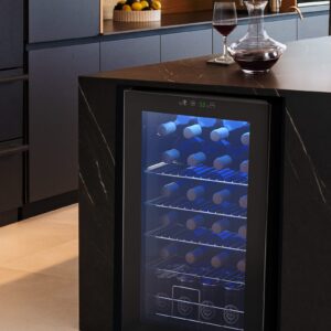 Silonn 24 Bottle Wine Cooler/Cabinet Beverage Refrigerator,Small Mini Wine Cellar for Red,White,Champagne or Sparkling Wine,40f-61f Digital Temperature Control Wine Fridge Glass Door