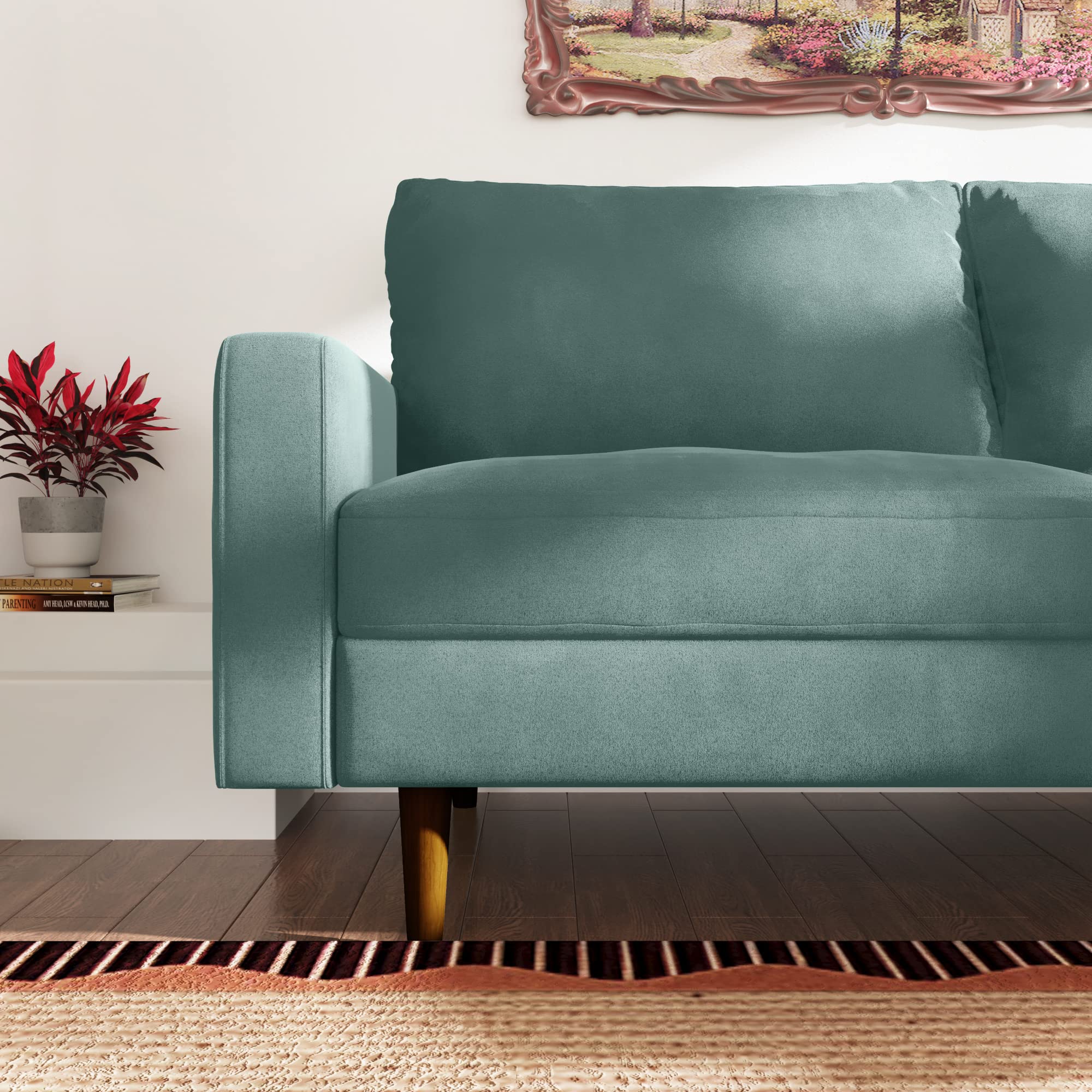 SILKIR 3-Person Couch for Living Room | Perfect for: Apartment/Studio/Office & Small Space | Velvet Fabric | Fast and Easy Assembly Modern Contemporary Mid-Century, 70 Inch Sofa, Aqua Turquoise