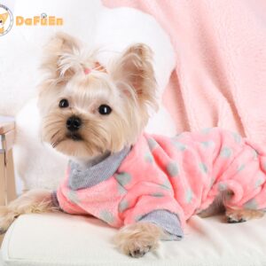 Dog Pajamas for Small Dogs Girl Boy Winter Onesies Pjs Cold Weather Puppy 4 Legged Sweater Clothes for Chihuahua Yorkie Teacup Jumpsuit Cute Pet Outfits Apparel Coats (Small, Polka Dot)