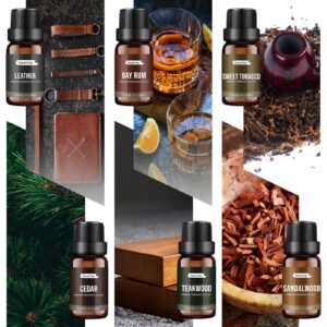 FUHITIM Fragrance Oil Gentlemen's Set, Scented Oil for Candle Scents for Candle Making, Soap Making Scents, Diffuser Oils Scents | Leather, Sweet Tobacco, Teakwood, Bay Rum, Cedar, Sandalwood (6*10ML)