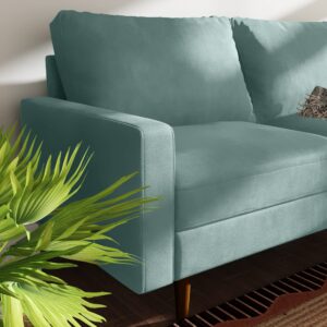 SILKIR 3-Person Couch for Living Room | Perfect for: Apartment/Studio/Office & Small Space | Velvet Fabric | Fast and Easy Assembly Modern Contemporary Mid-Century, 70 Inch Sofa, Aqua Turquoise