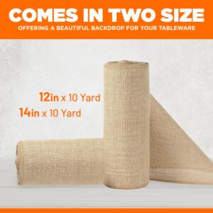 JAKSUZ Burlap Table Runners- {12inx10yards}- Burlap Cloth Roll Used for Dining Runners, Crafts, Dresser Cover & Sackcloth - Natural Jute Runner Suitable for Event Decor, Thanksgiving Table & Weddings