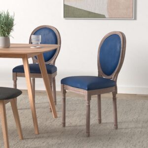 Virabit French Country Dining Chairs Set of 6, Vintage Louis Chairs with Curved Backrest and Beautifully Carved Solid Wood Frame, Farmhouse Dining Chairs for Living Room, Kitchen, Restaurant