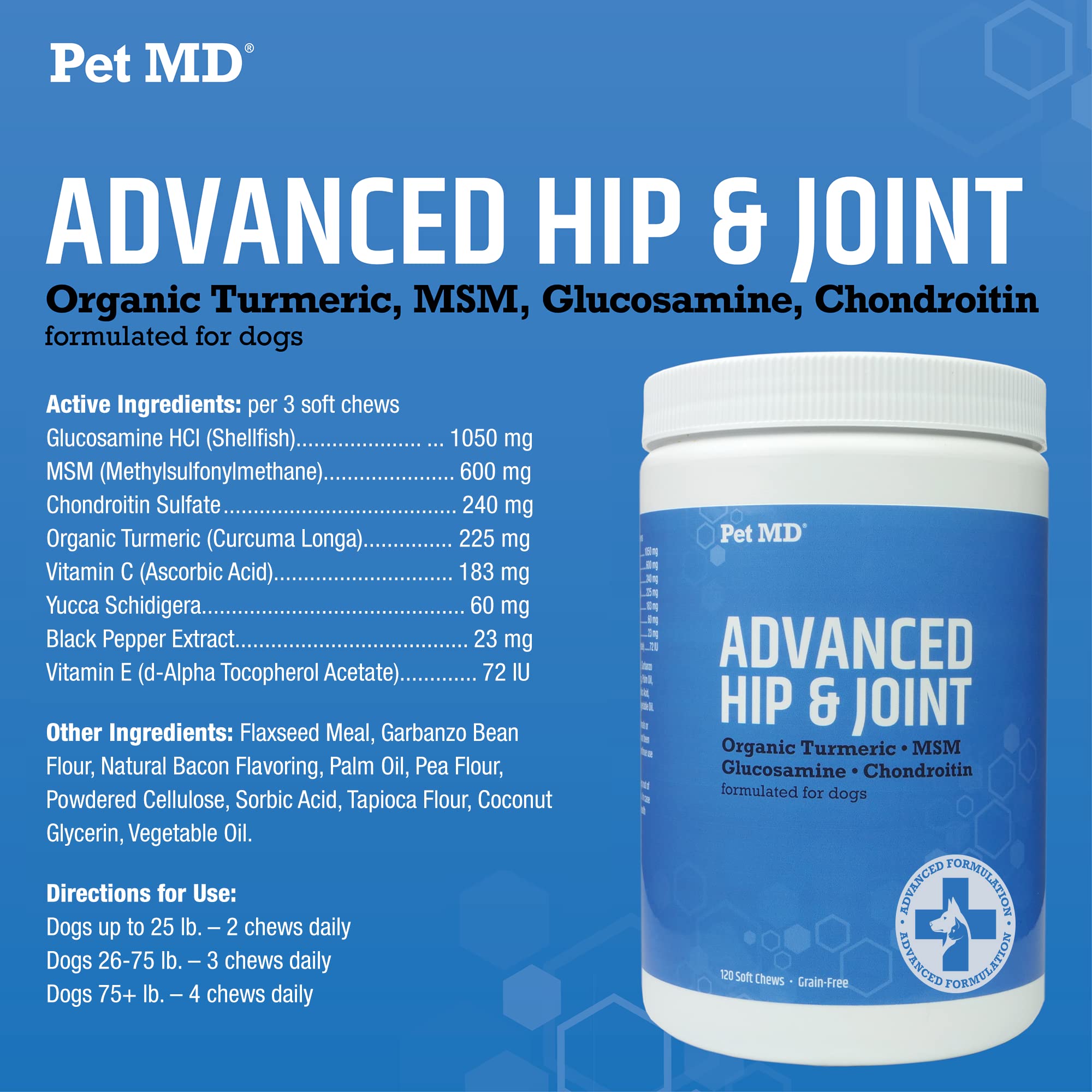 Pet MD Advanced Hip + Joint Chews & Dental Wipes