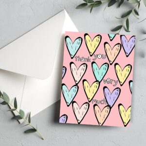 20 Pcs Cute Thank You Cards With Envelopes For Kids, Teens And Adults Colorful Tank You Notes Cards Blank Inside For All Occasions, Girls Birthday, Baby Shower, Party, Small Business, Sweet 16, With Stickers and Envelopes, 4.25x5.5