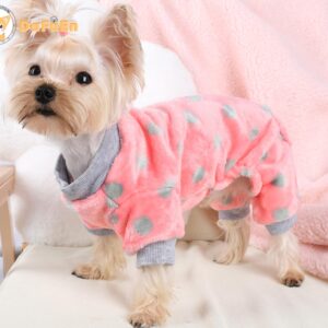 Dog Pajamas for Small Dogs Girl Boy Winter Onesies Pjs Cold Weather Puppy 4 Legged Sweater Clothes for Chihuahua Yorkie Teacup Jumpsuit Cute Pet Outfits Apparel Coats (Small, Polka Dot)