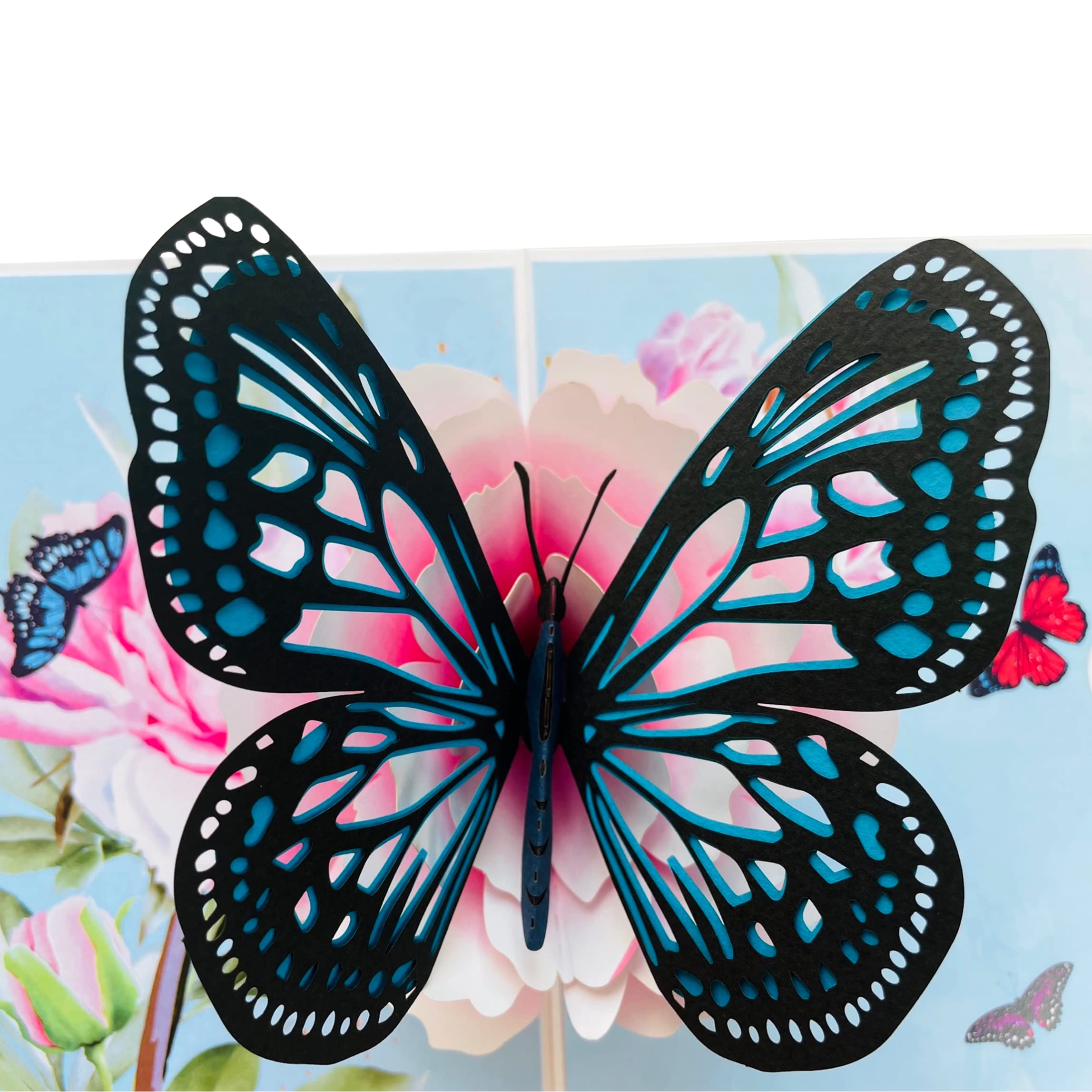 Paper Pop Up Cards 4.7x6.69 inch, butterfly with flower, 3D Popup Greeting Cards with Envelopes, perfect for pop-up bursting birthday gift.