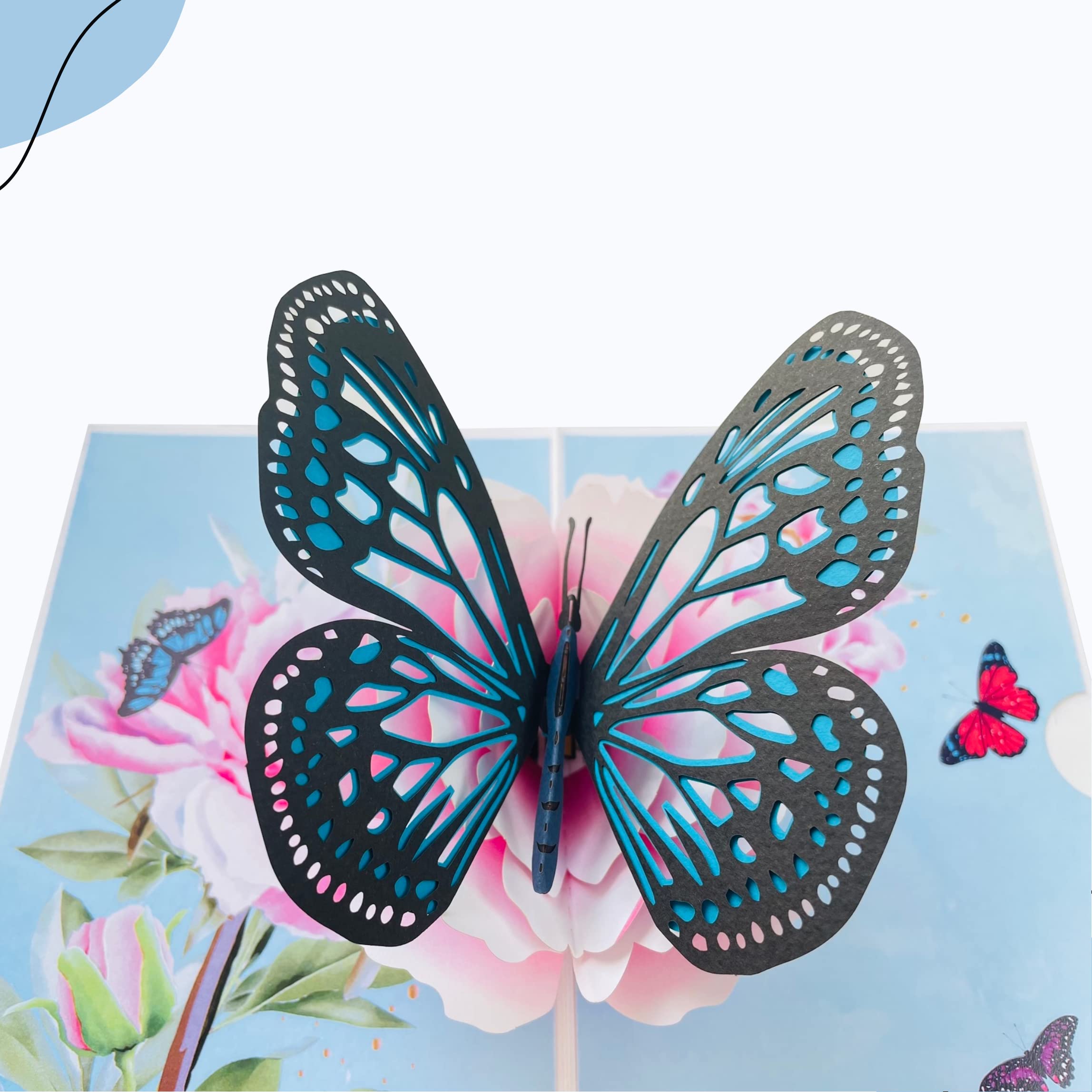 Paper Pop Up Cards 4.7x6.69 inch, butterfly with flower, 3D Popup Greeting Cards with Envelopes, perfect for pop-up bursting birthday gift.