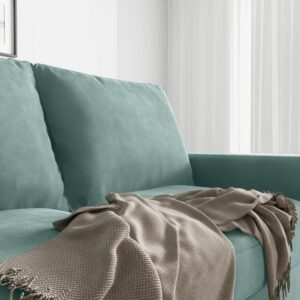 SILKIR 3-Person Couch for Living Room | Perfect for: Apartment/Studio/Office & Small Space | Velvet Fabric | Fast and Easy Assembly Modern Contemporary Mid-Century, 70 Inch Sofa, Aqua Turquoise