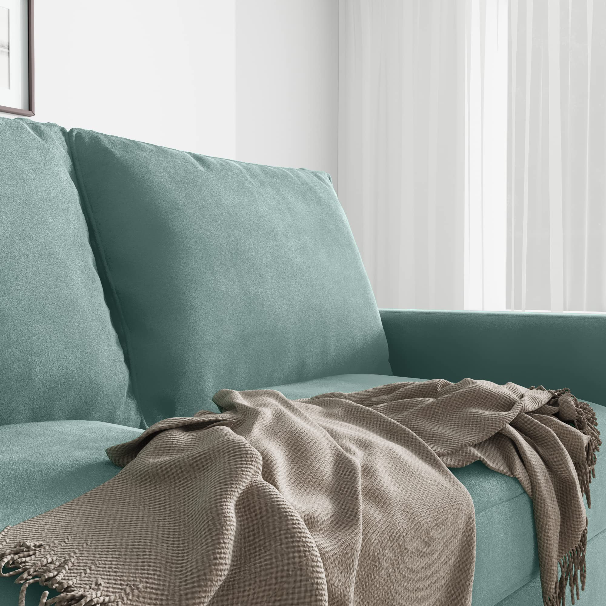 SILKIR 3-Person Couch for Living Room | Perfect for: Apartment/Studio/Office & Small Space | Velvet Fabric | Fast and Easy Assembly Modern Contemporary Mid-Century, 70 Inch Sofa, Aqua Turquoise