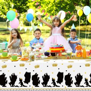 Unbess 3Pcs Wild One Tablecloths for 1st Birthday Party Decorations Baby Shower Plastic Disposable Rectangle Jungle Safari Animal Gold Black Table Covers Rectangle Woodland Supplies, 54 x 108 Inch