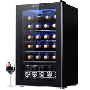 silonn 24 bottle wine cooler/cabinet beverage refrigerator,small mini wine cellar for red,white,champagne or sparkling wine,40f-61f digital temperature control wine fridge glass door