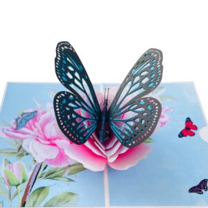 paper pop up cards 4.7x6.69 inch, butterfly with flower, 3d popup greeting cards with envelopes, perfect for pop-up bursting birthday gift.