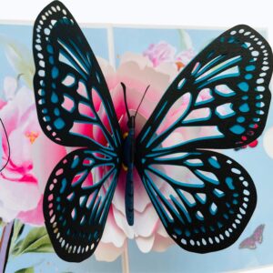 Paper Pop Up Cards 4.7x6.69 inch, butterfly with flower, 3D Popup Greeting Cards with Envelopes, perfect for pop-up bursting birthday gift.