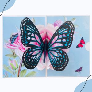 Paper Pop Up Cards 4.7x6.69 inch, butterfly with flower, 3D Popup Greeting Cards with Envelopes, perfect for pop-up bursting birthday gift.