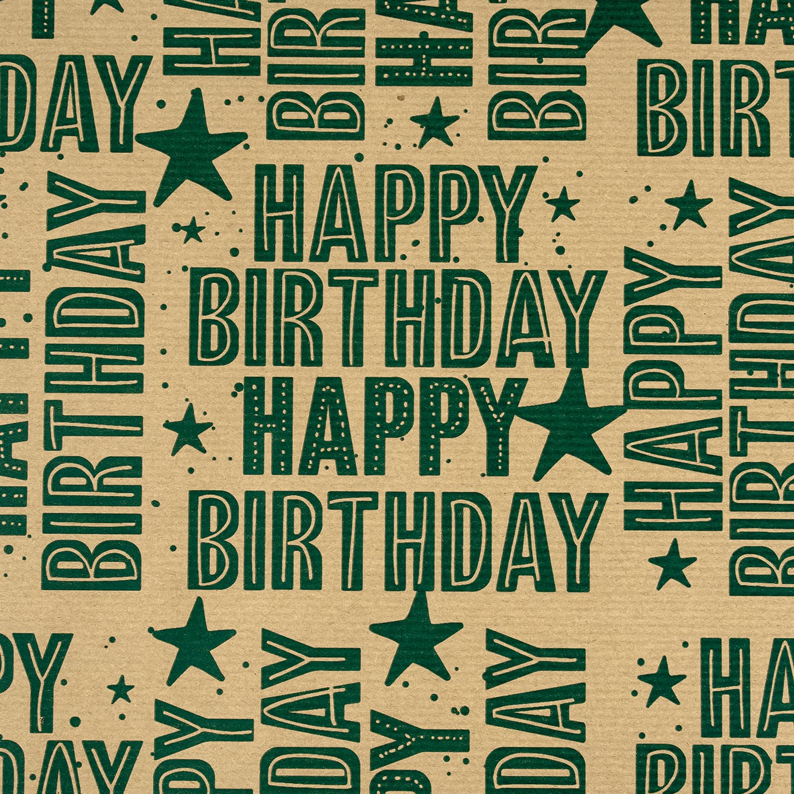 RUSPEPA Kraft Wrapping Paper Roll - Mini Roll - Green Happy Birthday Pattern Great for Birthday, Party, Baby Shower - 17.5 Inches X 32.8 Feet