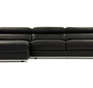 ZURI Encore Black Leather L-Shaped Sectional with Adjustable Headrests - Left Chaise