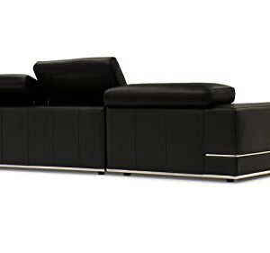 ZURI Encore Black Leather L-Shaped Sectional with Adjustable Headrests - Left Chaise