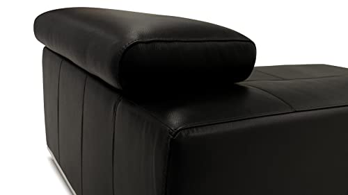 ZURI Encore Black Leather L-Shaped Sectional with Adjustable Headrests - Left Chaise