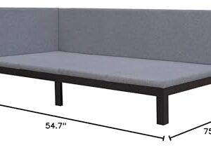 Merax, Gray Upholstered Daybed/Sofa Frame/Wood Floor Linen Cover Mattress/Futon Sleeper Beds, Twin Size