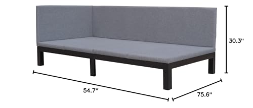 Merax, Gray Upholstered Daybed/Sofa Frame/Wood Floor Linen Cover Mattress/Futon Sleeper Beds, Twin Size