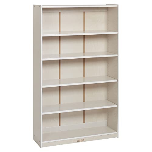 ECR4Kids Classic Bookcase, 60in, Adjustable Shelves, White Wash