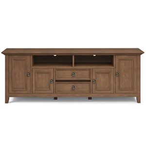 SIMPLIHOME Amherst SOLID WOOD 72 Inch Wide Transitional TV Media Stand in Rustic Natural Aged Brown for TVs up to 80 Inches, For the Living Room and Entertainment Center