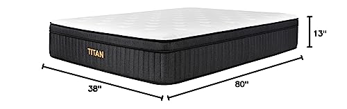 Brooklyn Bedding Titan 13" Hybrid Luxe Mattress for Plus Size Sleepers with Cooling Cover, Twin XL