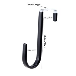 ZningEsxi Metal Hanging Door Hook 2 pcs Over The Door Christmas Wreath Hooks Towel Hanger for Coat Hangers Organizer Bathroom Pants Cubicle - Black