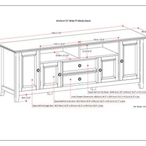 SIMPLIHOME Amherst SOLID WOOD 72 Inch Wide Transitional TV Media Stand in Rustic Natural Aged Brown for TVs up to 80 Inches, For the Living Room and Entertainment Center