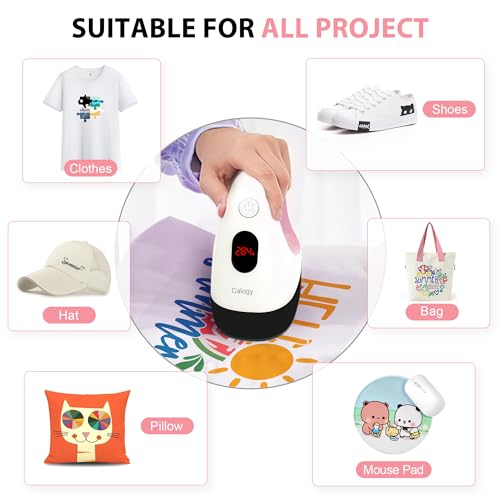 Calogy Mini Heat Press, Heat Transfer Machine, Constant Temp Control, Insulated Safety Base, Fits for Crafts, T-Shirt, Hat, Cap, Pillows(White Pink)