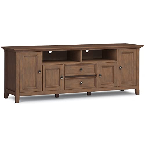 SIMPLIHOME Amherst SOLID WOOD 72 Inch Wide Transitional TV Media Stand in Rustic Natural Aged Brown for TVs up to 80 Inches, For the Living Room and Entertainment Center