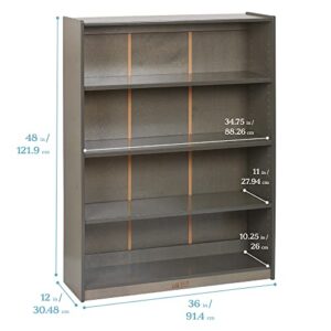 ECR4Kids Classic Bookcase, 48in, Adjustable Shelves, Grey Wash