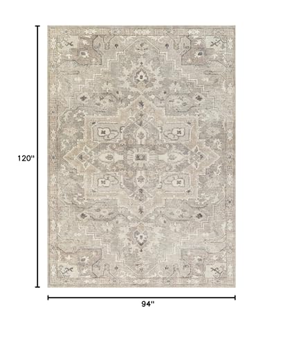 Livabliss x Becki Owens Elle Medallion Area Rug , 7'10" x 10', Light Grey