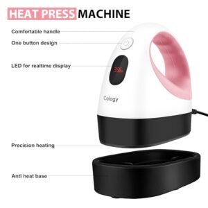 Calogy Mini Heat Press, Heat Transfer Machine, Constant Temp Control, Insulated Safety Base, Fits for Crafts, T-Shirt, Hat, Cap, Pillows(White Pink)