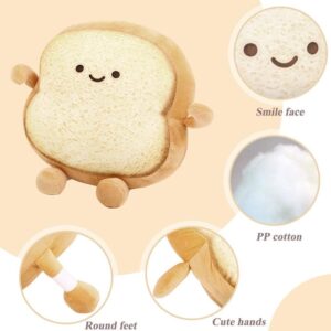 OUKEYI Toast Bread Pillow, Funny Bread Shape Plush Toy Pillow,Facial Expression Soft Toast Sofa Pillow, for Kids Adults Gift Home Bed Room Decor