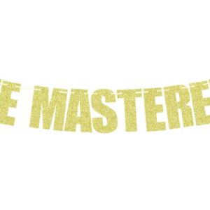 She Mastered It Banner, Masteres 2025 Banner, Girls Happy Master Degree Party Decorations 2025, Glittery Congrats Grad Decorations