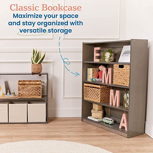 ECR4Kids Classic Bookcase, 48in, Adjustable Shelves, Grey Wash