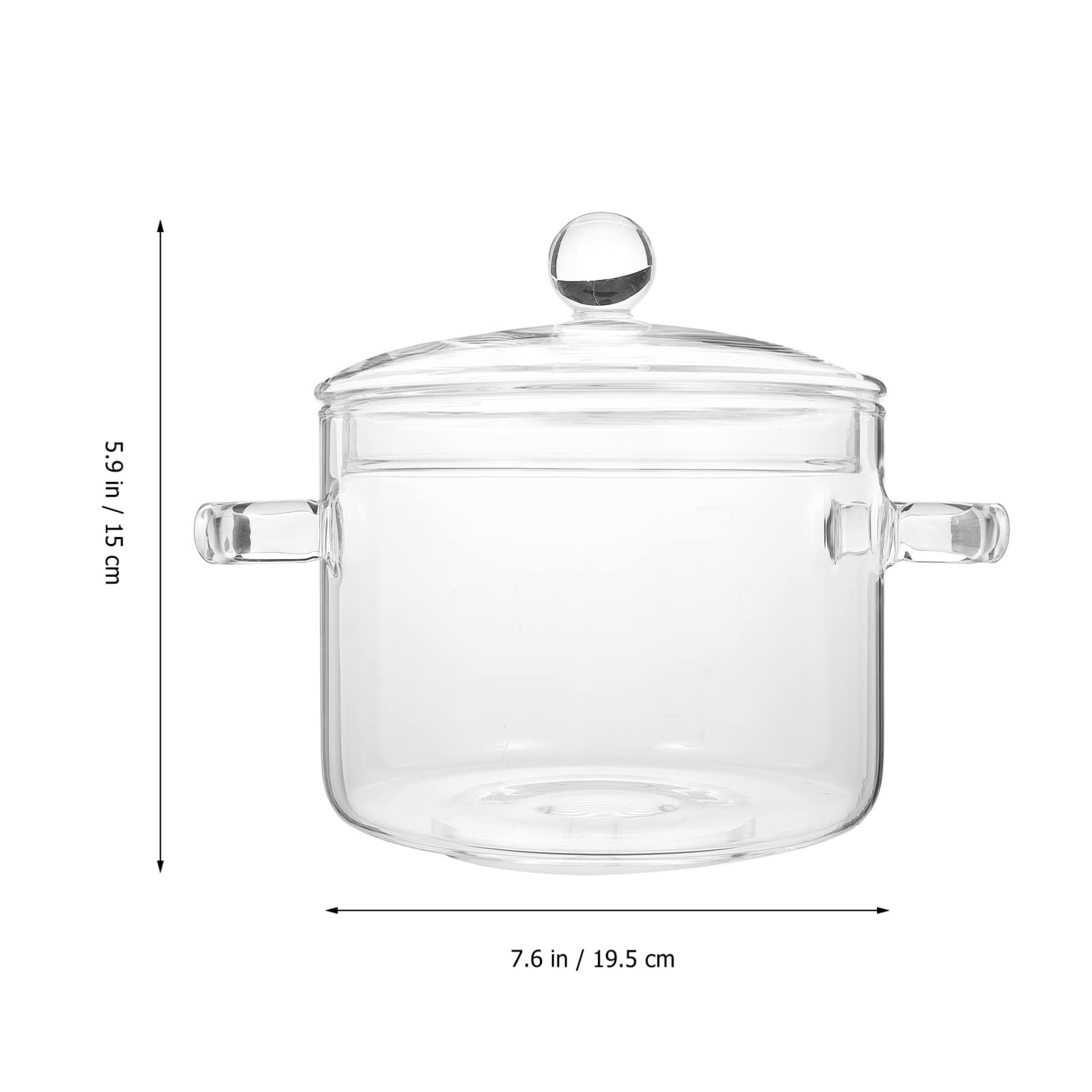 Pots Glass Cooking Pot, Clear Glass Pot Saucepan with Lid, Pot Stew Pot Double-Handle Cookware Microwave Stove Dishwasher Safe Pot for Milk Pasta Noodles Soup, 1350mL Oven