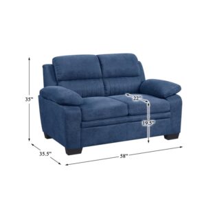 Lexicon Holleman Fabric Upholstered Love Seat in Blue Color