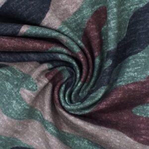 Texco Inc Poly Spandex Stretch DTY Camouflage Prints Fabric, Army Green Brown 2 Yards