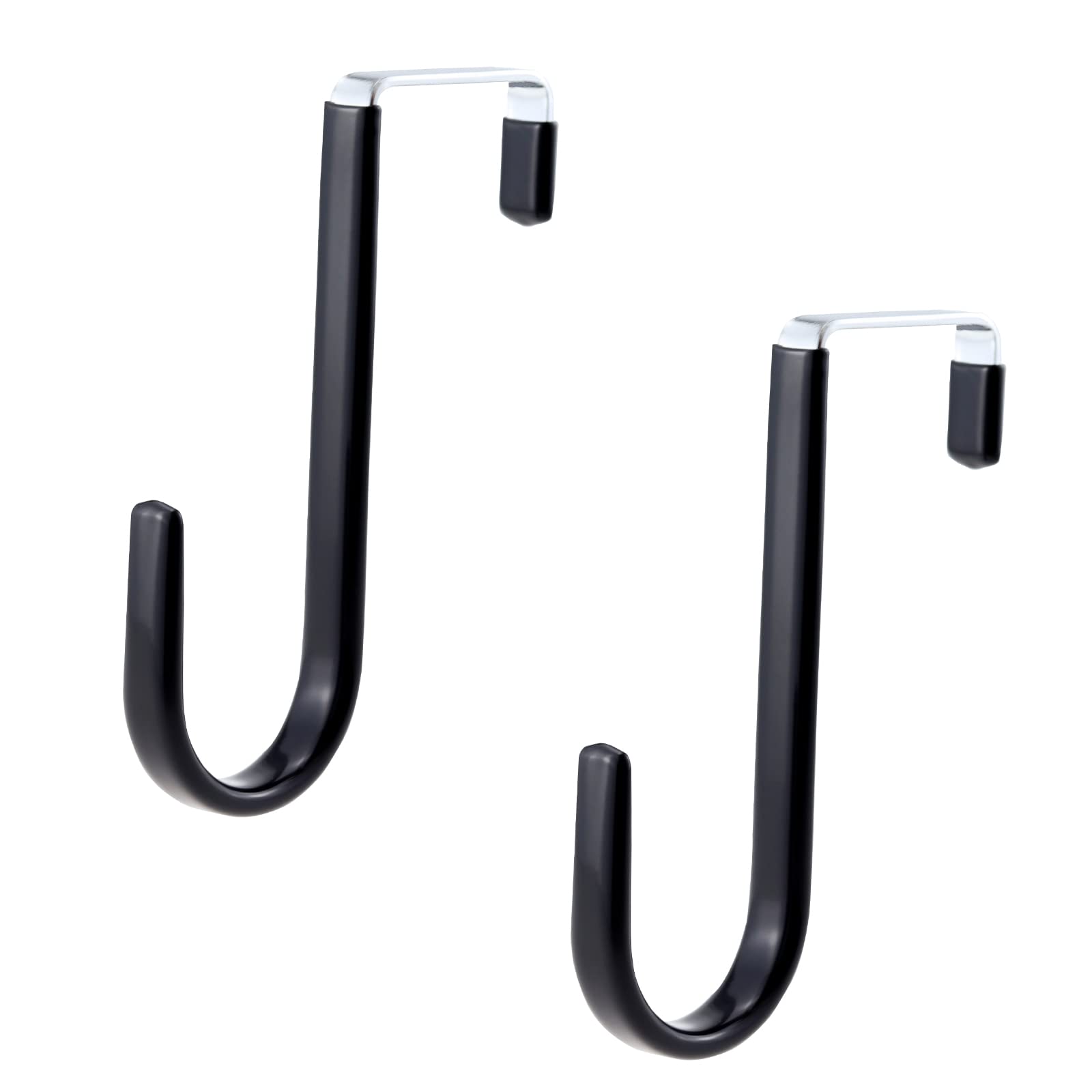 ZningEsxi Metal Hanging Door Hook 2 pcs Over The Door Christmas Wreath Hooks Towel Hanger for Coat Hangers Organizer Bathroom Pants Cubicle - Black