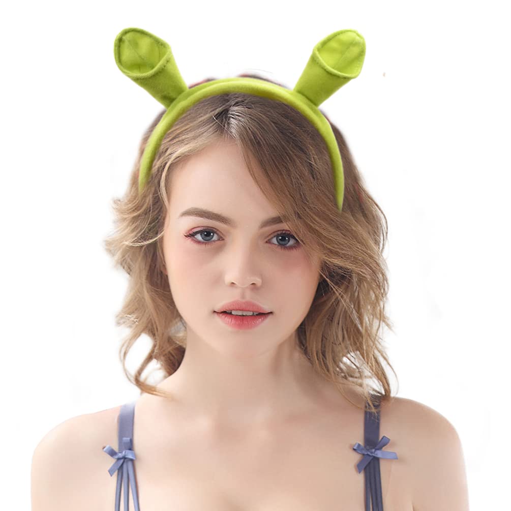 HODRME Plush Green Monster Ears Headband-Halloween Christmas Festival Theme Party Animal Cosplay Costume Headbands