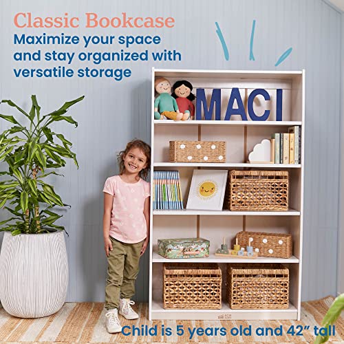 ECR4Kids Classic Bookcase, 60in, Adjustable Shelves, White Wash