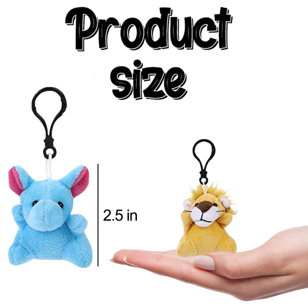 DINESIL 24 Pack Mini Plush Animals Toys, Small Stuffed Animal Plush Keychain Set for Goodie Bag Fillers, Easter Basket Stuffers, Easter Party Favors, Classroom Prizes